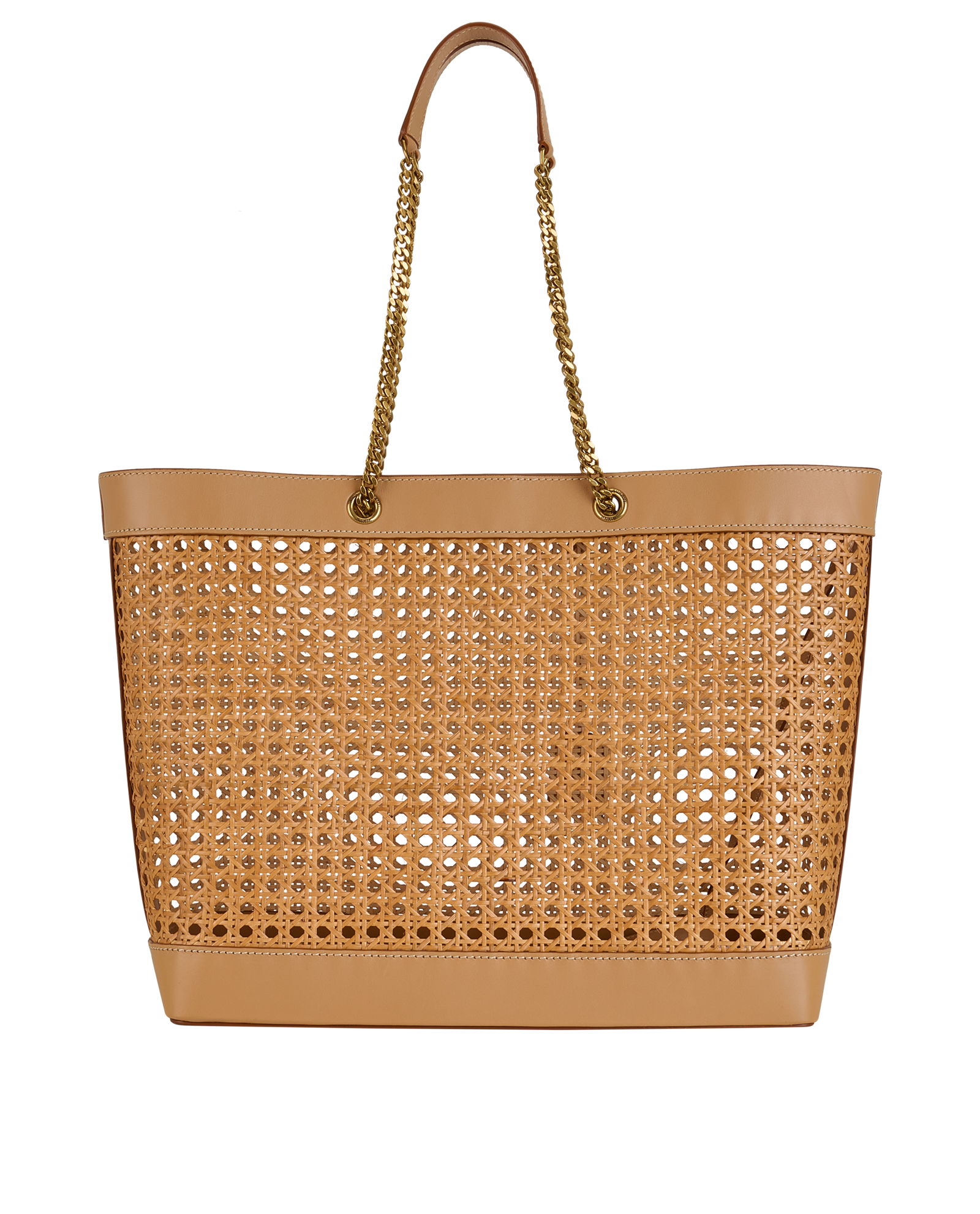 Raffia Shopper, &pound;850, Handbags, Beige, Leather/Raffia, Back view
